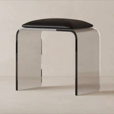 Modern Minimalist Rectangular Acrylic Leather Vanity Stool For Bedroom