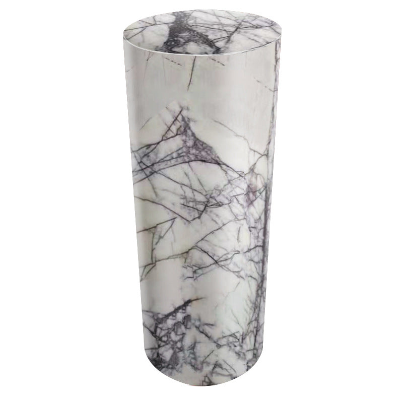 Contemporary Luxury Round Natural Marble End Table 1-Tier For Living Room