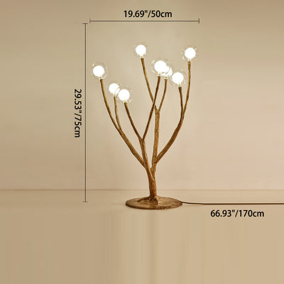 Traditional Japanese Twig Orb Resin Hardware Glass 3/7/8/12/16 Light Table Lamp For Bedroom