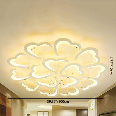 Modern Minimalist Petal Hardware Acrylic Crystal LED Semi-Flush Mount Ceiling Light For Living Room