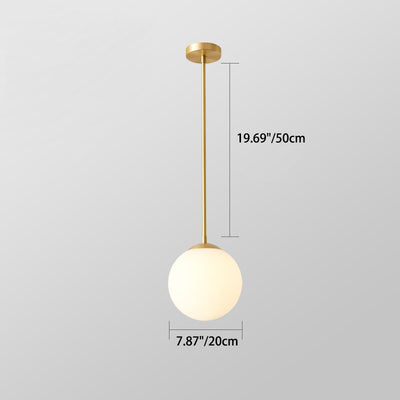 Iron Nordic Personality Golden Straight Rod White Ball Design 1-Light Pendant Light