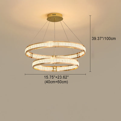 Contemporary Luxury Aluminum Crystal Circle Ring LED Chandelier For Dining Room