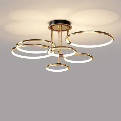 Contemporary Luxury Circle Combo Design LED Semi-Flush Mount Ceiling Light For Bedroom