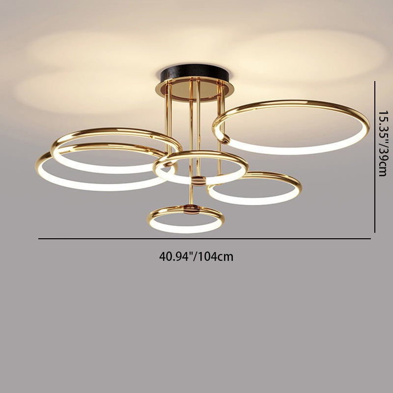 Contemporary Luxury Circle Combo Design LED Semi-Flush Mount Ceiling Light For Bedroom