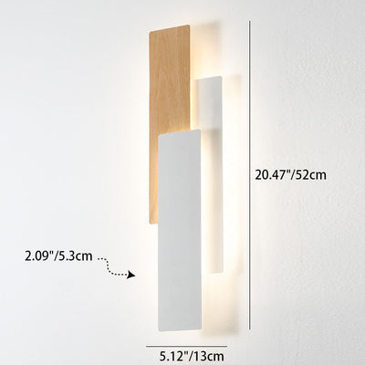 Modern Simple Wood Grain Geometric Rectangle LED Wall Sconce Lamp