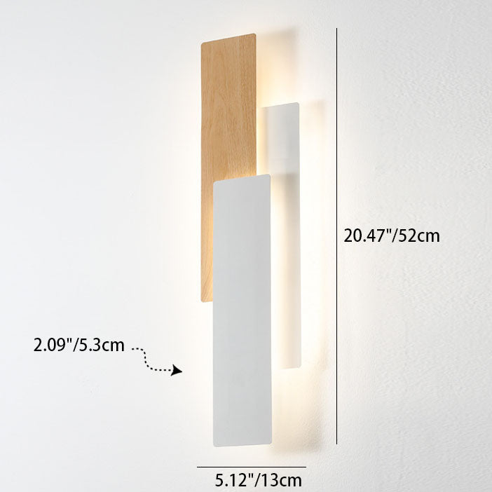 Modern Simple Wood Grain Geometric Rectangle LED Wall Sconce Lamp