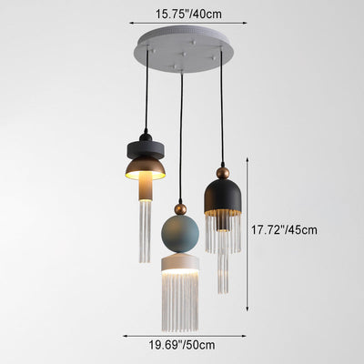 Contemporary Creative Irregular Graphic Glass Rod Hardware Aluminum LED Chandelier For Living Room