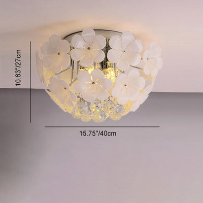 Contemporary Scandinavian Branch Floral Glass Crystal Metal 1/4/6/8/10 Light Flush Mount Ceiling Light For Living Room