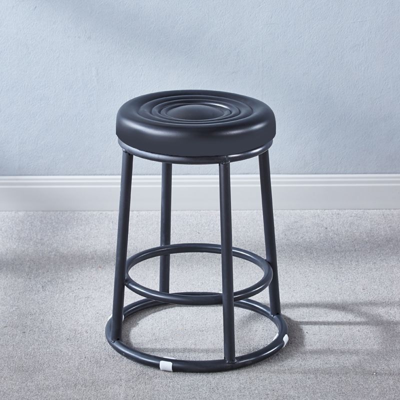 Tabouret de bar rond en cuir, acier au carbone, coton, métal avec repose-pieds pour cuisine 