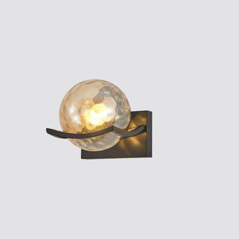 Modern Simplicity Iron Water Pattern Glass Ball Shade 1-Light Wall Sconce Lamp For Bedroom