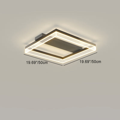 Modern Minimalist Aluminum Iron Acrylic Square Rectangular LED Flush Mount Ceiling Light For Living Room