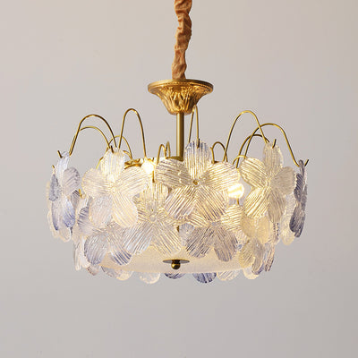 Traditional French Flower Iron Glass 5/6 Light Chandelier For Bedroom