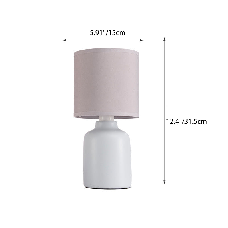 Modern Minimalist Cylindrical Cone Ceramic Fabric 1-Light Table Lamp For Bedroom