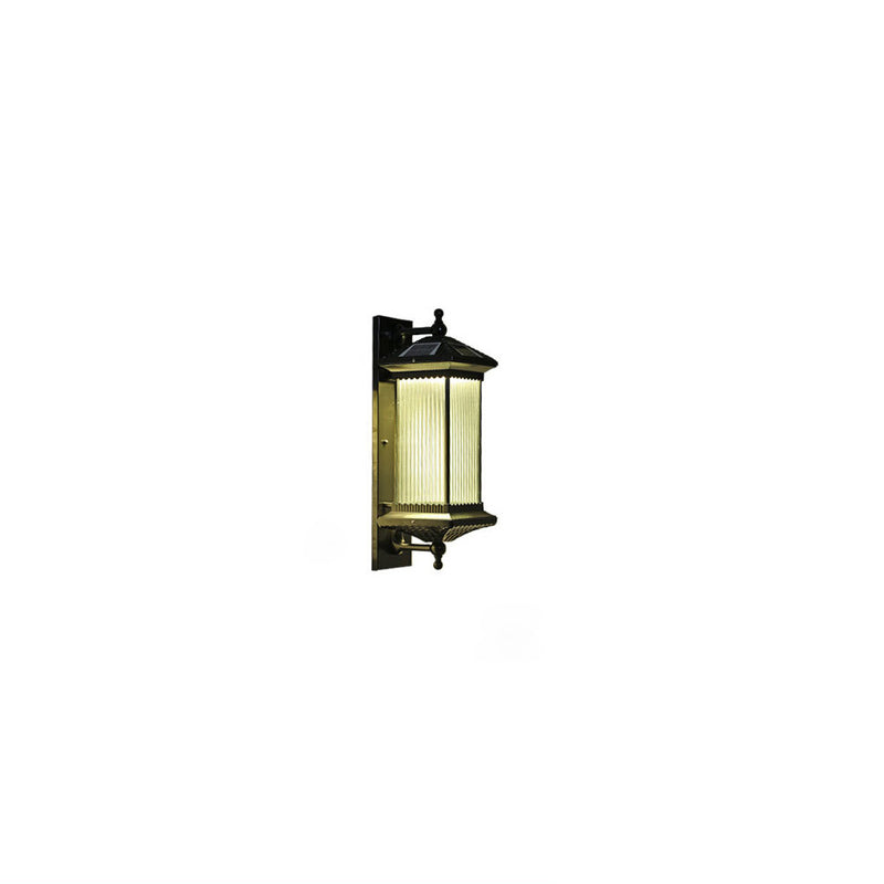 Contemporary Simplicity Solar Waterproof Aluminum Glass Cuboid 1-Light Outdoor Wall Sconce Lamp For Garden