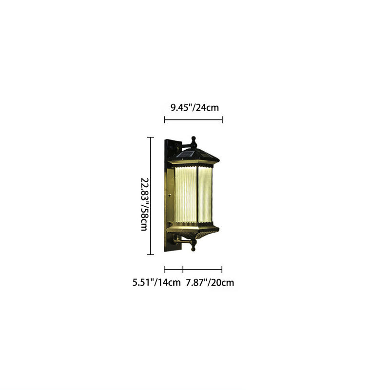 Contemporary Simplicity Solar Waterproof Aluminum Glass Cuboid 1-Light Outdoor Wall Sconce Lamp For Garden