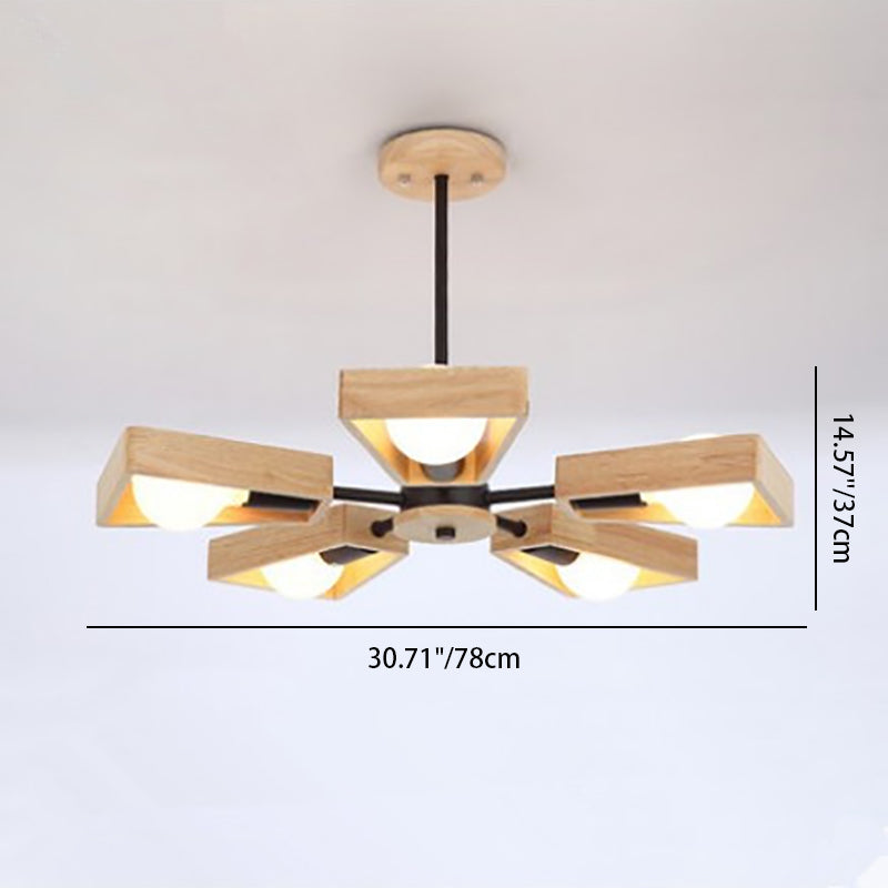 Contemporary Scandinavian Windmill Iron Wood 3/5/6/8 Light Chandelier For Living Room