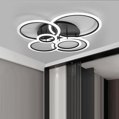 Modern Minimalist Combination Round Circle Hardware Acrylic LED Semi-Flush Mount Ceiling Light For Living Room