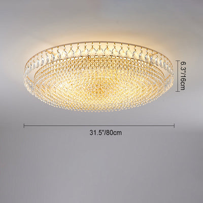 Modern Luxury Circle Iron Crystal 4/6/8/10 Light Flush Mount Ceiling Light For Living Room