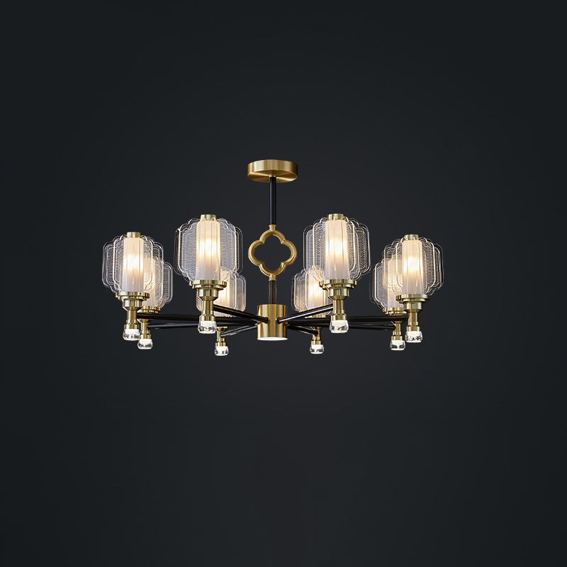 Contemporary Scandinavian Crystal Glass Copper 6/8/15 Light Chandelier For Living Room