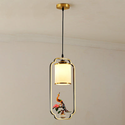 Contemporary Luxury Zinc Alloy Enamel Cylindrical Shade 1-Light Pendant Light For Living Room