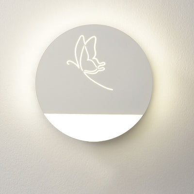 Applique murale LED ronde en acrylique, style nordique créatif, trèfle à quatre feuilles, décoration papillon 