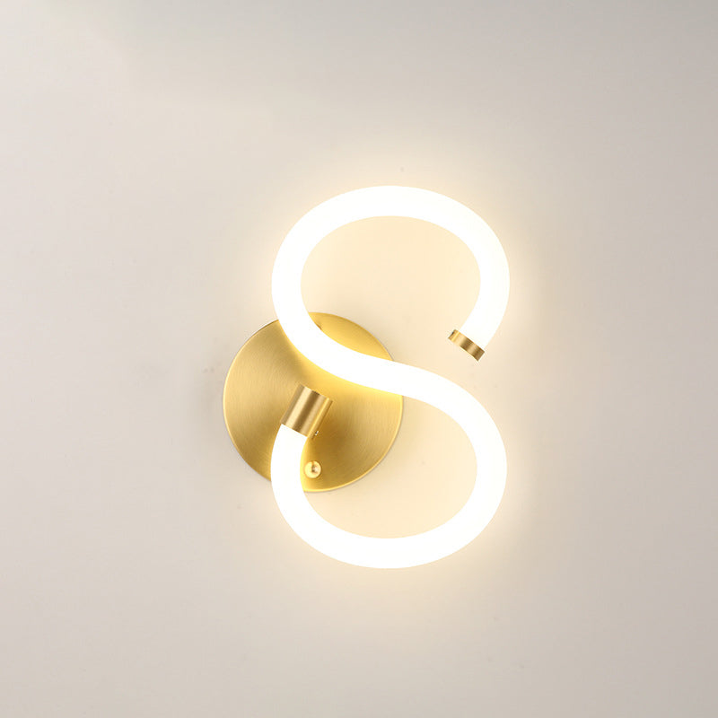 Contemporary Creative Brass Acrylic Round Oval Figure Six Eight Letter LED Wall Sconce Lamp For Hallway