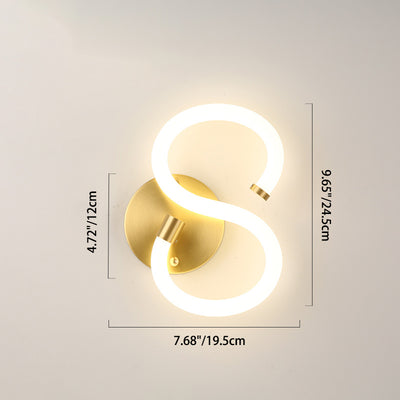 Contemporary Creative Brass Acrylic Round Oval Figure Six Eight Letter LED Wall Sconce Lamp For Hallway