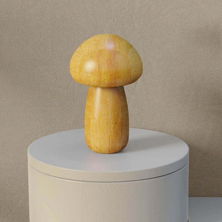 Contemporary Creative Mushroom Rubberwood Beechwood LED Table Lamp For Bedroom