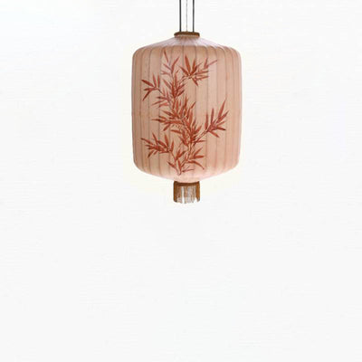 Traditional Chinese Bamboo Pattern Fabric Lantern Shade 1-Light Pendant Light For Dining Room