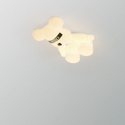 Contemporary Creative Cartoon Animal Bear Acrylic Shape Iron LED Kids Flush Mount Ceiling Light For Bedroom