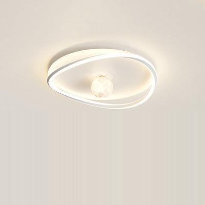 Modern Minimalist Circular Ring Iron Acrylic Aluminum LED Flush Mount Ceiling Light For Bedroom