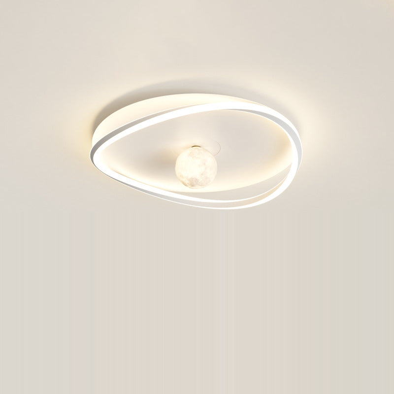 Modern Minimalist Circular Ring Iron Acrylic Aluminum LED Flush Mount Ceiling Light For Bedroom