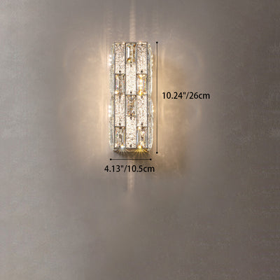 Modern Luxury Rectangle Stainless Steel Crystal LED Wall Sconce Lamp For Bedroom