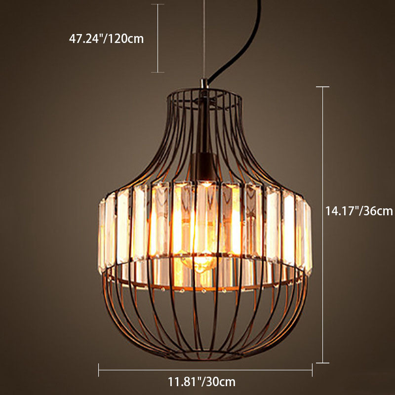 Industrial Personality Iron Cage Shaped 1-Light Pendant Light