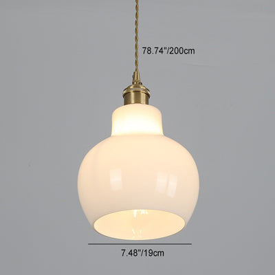 Modern Minimalist Flower Shaped All Brass Glass 1-Light Pendant Light For Bedroom