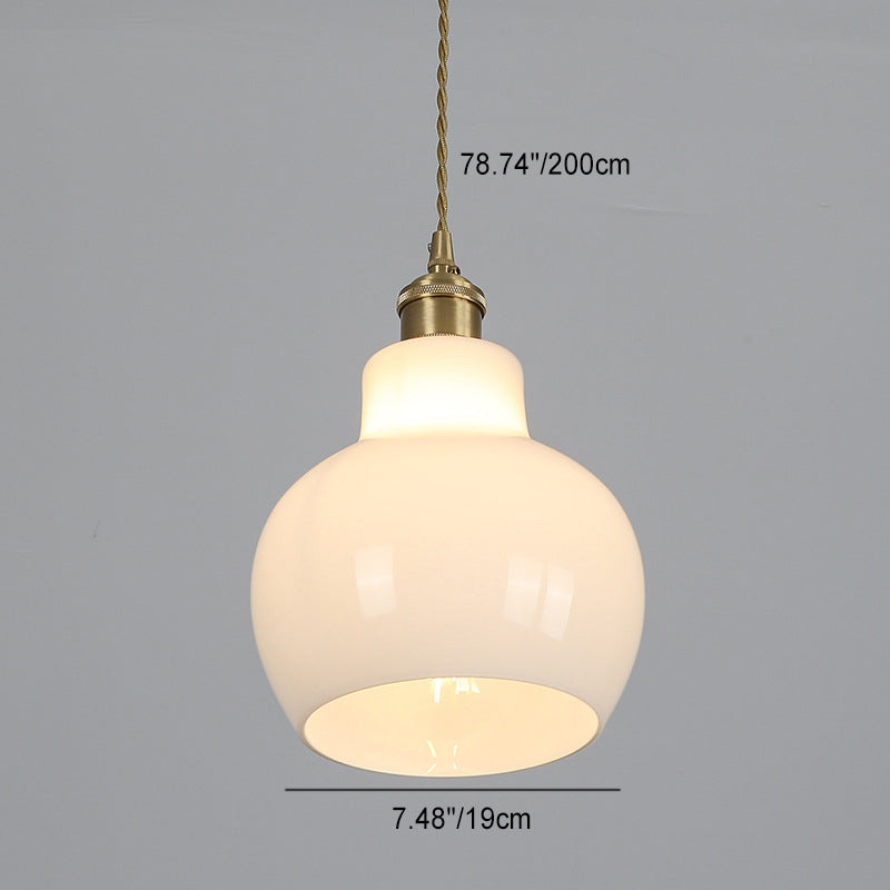 Modern Minimalist Flower Shaped All Brass Glass 1-Light Pendant Light For Bedroom