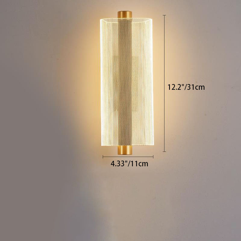 Modern Mid-Century Cylinder Hardware Acrylic LED Wall Sconce Lamp For Bedroom