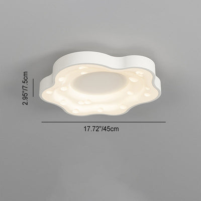 Modern Minimalist Cheese Cream Acrylic Iron LED Flush Mount Ceiling Light For Bedroom