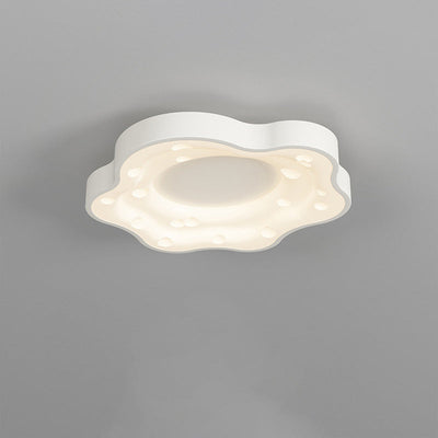 Modern Minimalist Cheese Cream Acrylic Iron LED Flush Mount Ceiling Light For Bedroom