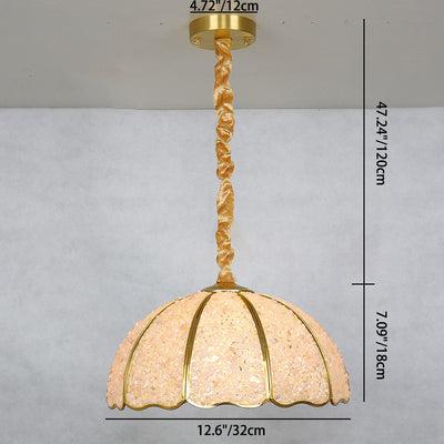 Traditional French Copper Crystal Dome Hemispherical 1-Light Pendant Light For Living Room