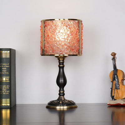 Modern Transitional Crystal Stone Shade Full Copper Base 1-Light Table Lamp For Study