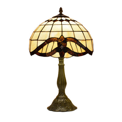 Traditional Tiffany Umbrella Alloy Stained Glass 1-Light Table Lamp For Bedroom