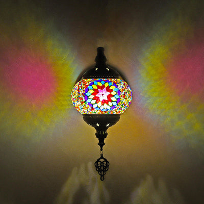 Contemporary Retro Iron Glass Mosaic Globe 1-Light Wall Sconce Lamp For Hallway