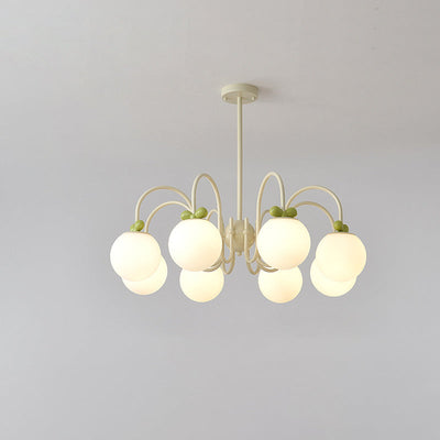 Modern Minimalist Cream Bow Round Ball Hardware Glass 4/5/6/8 Light Chandelier For Living Room