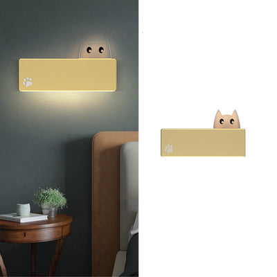 Modern Simplicity Cartoon Animal Cat Rectangular Iron LED Wall Sconce Lamp For Living Room