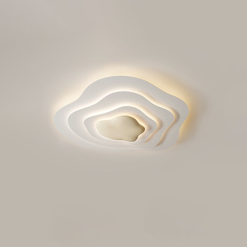 Modern Minimalist Cream Cloud Resin Iron LED Flush Mount Ceiling Light For Bedroom