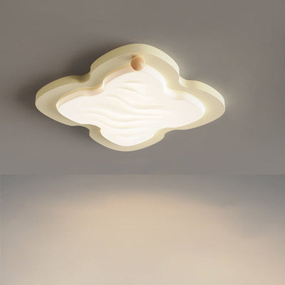 Modern Nordic Cream Biscuit PVC Shade Hardware LED Flush Mount Ceiling Light For Bedroom