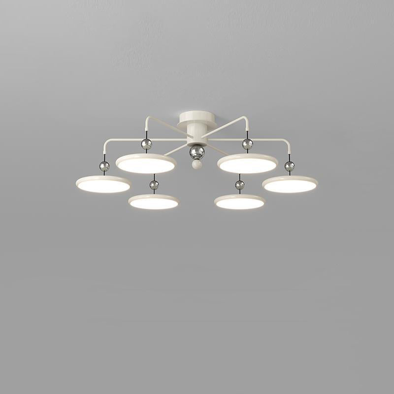 Contemporary Scandinavian Iron Frame Acrylic Flying Saucer LED Semi-Flush Mount Ceiling Light For Living Room