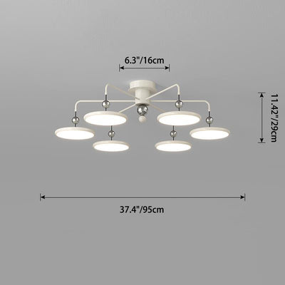 Contemporary Scandinavian Iron Frame Acrylic Flying Saucer LED Semi-Flush Mount Ceiling Light For Living Room