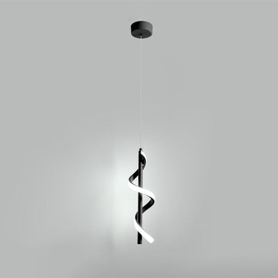 Modern Minimalist Aluminum Spiral Strip Silicone LED Pendant Light For Living Room